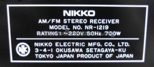 AM/FM Stereo Receiver NR-1219; Nikko Electric (ID = 2393618) Radio