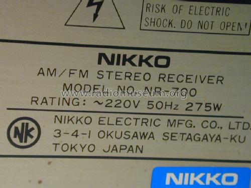 AM/FM Stereo Receiver NR-700; Nikko Electric (ID = 971181) Radio