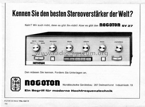 Stereo-Hi-Fi-Verstärker SV-27; Nogoton, (ID = 2563677) Ampl/Mixer