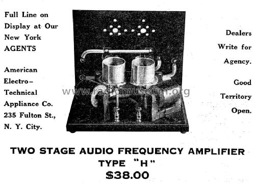 Two-Stage Audio Amplifier Type 'H'; Nola Radio Company; (ID = 989730) Ampl/Mixer
