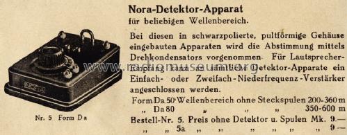 Detektor-Empfänger Form Da50 'Baby' ; Nora; Berlin (ID = 1363855) Galène