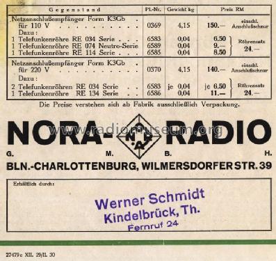 K3Gb 110V; Nora; Berlin (ID = 1135012) Radio