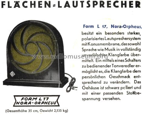 Orpheus L17; Nora; Berlin (ID = 981700) Speaker-P