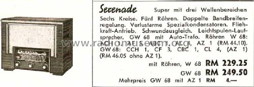 Serenade W68; Nora; Berlin (ID = 1390292) Radio