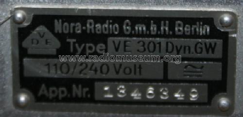 Volksempfänger VE 301 Dyn GW; Nora, Aron, (ID = 1216844) Radio