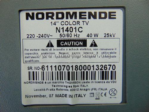 14' Color TV N1401C; Nordmende, (ID = 2405727) Télévision