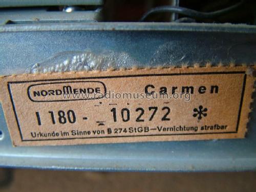 Carmen I180 Ch= 6/615; Nordmende, (ID = 525542) Radio