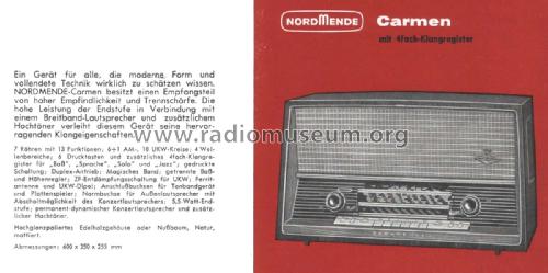 Carmen D18 Ch= 3/614; Nordmende, (ID = 2558981) Radio