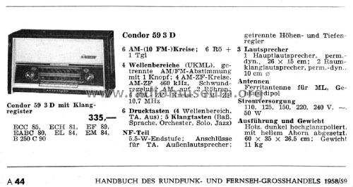 Condor 59/3D; Nordmende, (ID = 1812684) Radio