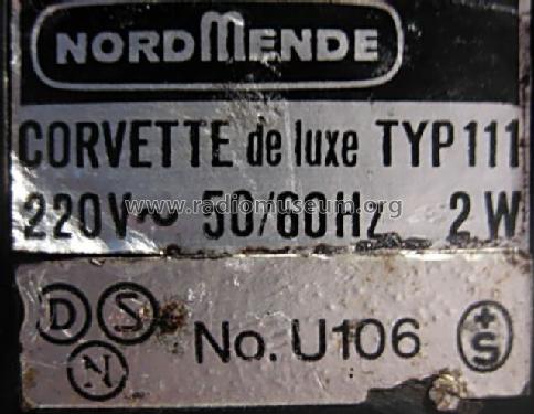 Corvette de Luxe 974.111; Nordmende, (ID = 952734) Radio