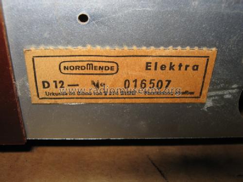 Elektra D12 Ch= 3/612; Nordmende, (ID = 810565) Radio