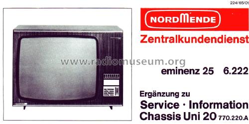 Eminenz 25 6.222 Ch= Uni 20 770.220.A; Nordmende, (ID = 1654545) Televisión