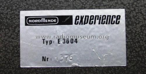 Experience E-3604; Nordmende, (ID = 1180724) Equipment