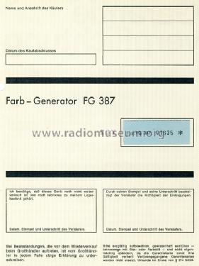Farb-Generator FG 387; Nordmende, (ID = 1324992) Equipment