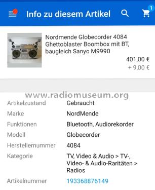 Globecorder Stereo 4084 0.116 H ; Nordmende, (ID = 2497073) Radio