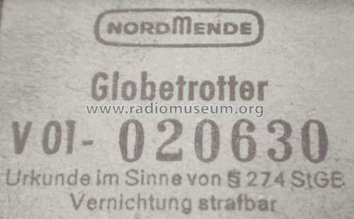 Globetrotter V01 Ch= 4/601 864.601.00; Nordmende, (ID = 1181136) Radio