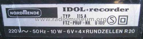 IDOL + recorder 115A ; Nordmende, (ID = 1888036) Radio