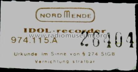 IDOL + recorder 115A ; Nordmende, (ID = 848503) Radio