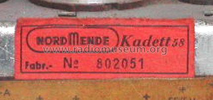 Kadett 58 Ch= 5701x; Nordmende, (ID = 132206) Radio