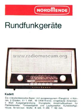 Kadett F12 Ch= 4/612; Nordmende, (ID = 2456139) Radio