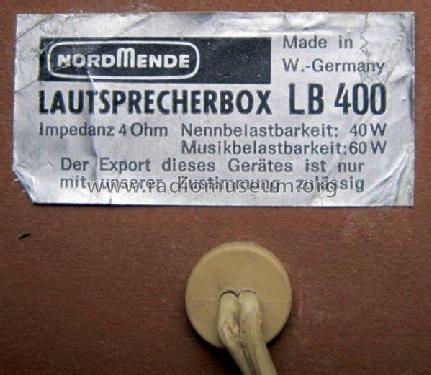 Lautsprecherbox LB400 ; Nordmende, (ID = 1728611) Speaker-P