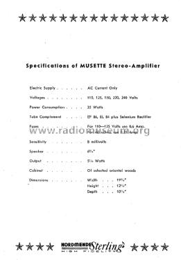 Sterling Musette U528 Ch= 0/652US; Nordmende, (ID = 2628725) Speaker-P