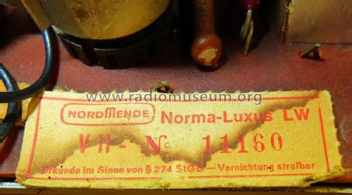 Norma Luxus LW V 11 Ch= 2/610L; Nordmende, (ID = 2621732) Radio