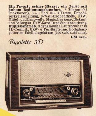 Rigoletto 56/3D Ch= 502; Nordmende, (ID = 377030) Radio