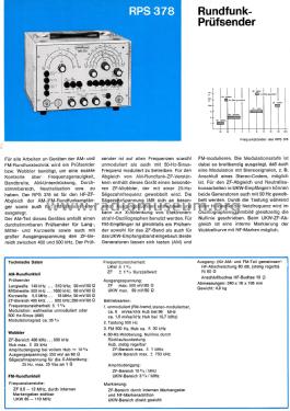 Rundfunk-Prüfsender RPS 378; Nordmende, (ID = 2519203) Equipment