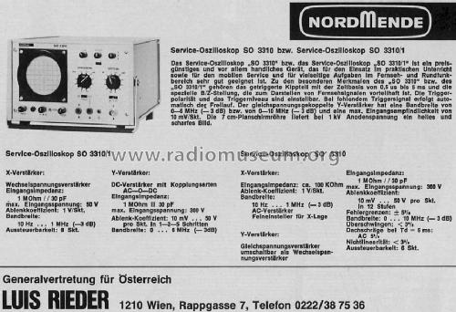Service-Oszilloskop SO3310/1; Nordmende, (ID = 1004556) Equipment