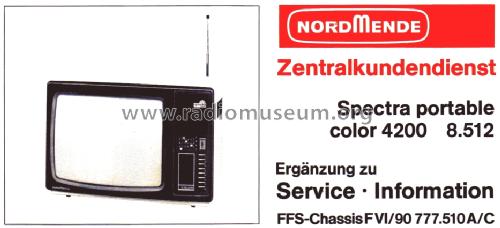 Spectra Portable Color 4200 8.512 Ch= F VI/90 777.510A/C; Nordmende, (ID = 1650871) Television