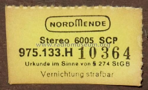 Stereo 6005SCP; Nordmende, (ID = 1696755) Radio