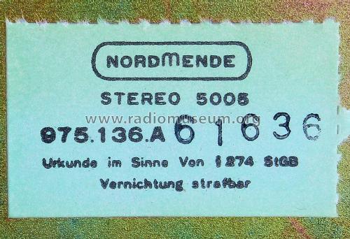 Stereo Steuergerät 5005 975.136A; Nordmende, (ID = 2634864) Radio