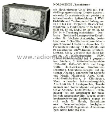 Tannhäuser Ch= 5214A; Nordmende, (ID = 2801132) Radio