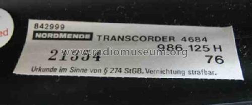 Transcorder 4684 986.125 H; Nordmende, (ID = 518775) Radio