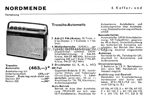 Transita Automatic 49m V032 Ch= 4/603KL49m; Nordmende, (ID = 2776702) Radio