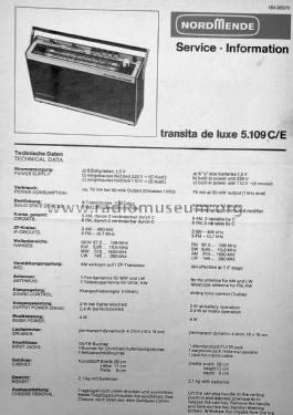 transita de luxe 5.109.C; Nordmende, (ID = 2845073) Radio