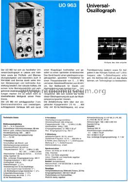 Universal-Oszillograph UO963; Nordmende, (ID = 2518574) Equipment