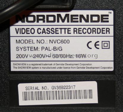 Video Cassette Recorder NVC-600; Nordmende, (ID = 1454664) R-Player