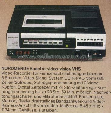 Video Cassette Recorder Spectra Video-Vision VHS; Nordmende, (ID = 1766869) R-Player