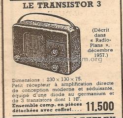 Le transistor 3; Nord-Radio; Paris (ID = 506038) Radio