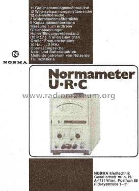 Electronic Normameter U-R-C; NORMA Messtechnik (ID = 765177) Equipment