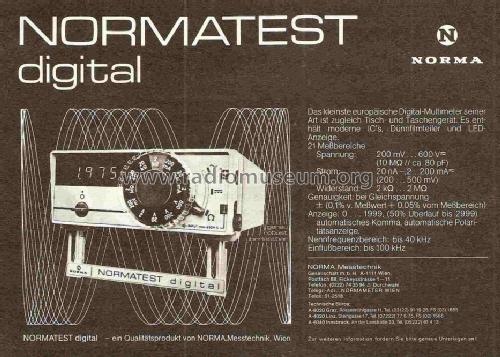 Normatest Digital 1826-01; NORMA Messtechnik (ID = 780834) Equipment