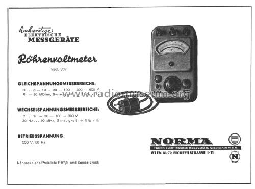 Röhrenvoltmeter 267; NORMA Messtechnik (ID = 1591634) Equipment