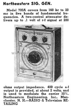 Signal Generator 700A; Northeastern (ID = 1216755) Equipment
