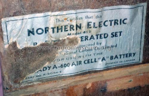 412 ; Northern Electric Co (ID = 2156668) Radio