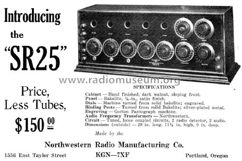 Type SR-25; Northwestern Radio (ID = 1397579) Radio