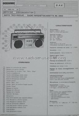 Radio Magnètocassette RC 3800; Océanic, ITT Océanic (ID = 1175847) Radio