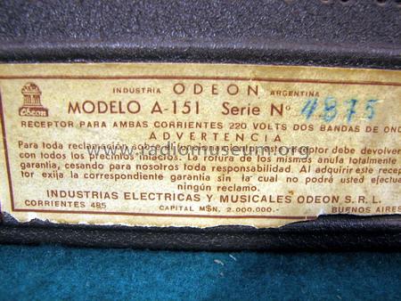 A-151; Odeón Industrias (ID = 238732) Radio