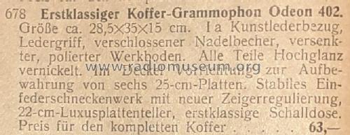 Koffer Grammophon 402; Odeon Marke, (ID = 3016096) TalkingM